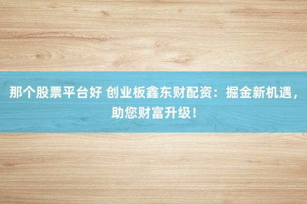 那个股票平台好 创业板鑫东财配资：掘金新机遇，助您财富升级！