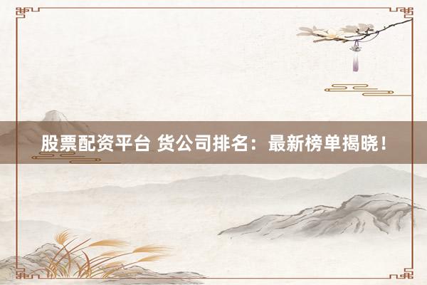 股票配资平台 货公司排名：最新榜单揭晓！