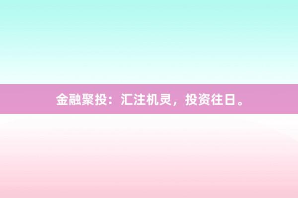 金融聚投：汇注机灵，投资往日。